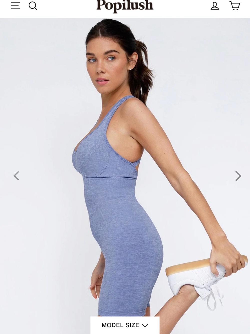 Popilush Heather Blue Seamless Sculpting Romper - Picture 3 of 10